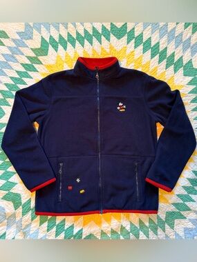 2000s Disneyland Resort Mickey Mouse Fleece Full-Zip Jacket M Navy Red